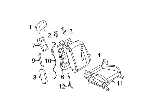 2007 Infiniti G35 Front Seat Components Pad-Front Seat Back Diagram for 87611-CM40A