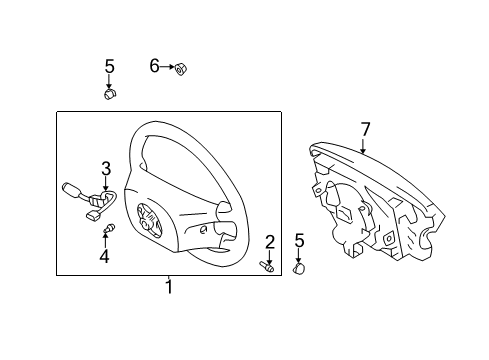 2001 Toyota Tundra Steering Column, Steering Wheel & Trim Steering Wheel Diagram for 45100-0C070-B1