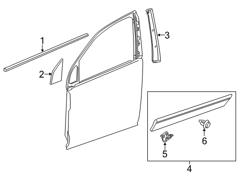 2015 Chevrolet Captiva Sport Exterior Trim - Front Door Side Molding Diagram for 96848780