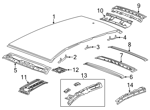 2015 Chevrolet Captiva Sport Roof & Components Inner Panel Diagram for 19256171