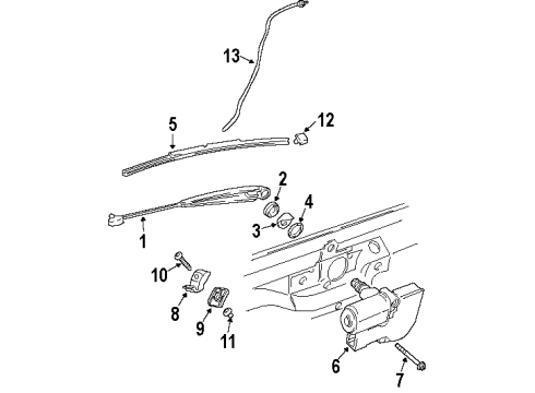 1996 Jeep Grand Cherokee Wiper & Washer Components Arm WIPER-Rear WIPER Diagram for 55154786