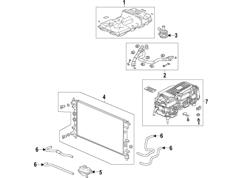 2020 Honda Clarity Hybrid Components, Battery, Cooling System Cap, Caution Diagram for 1F033-5K0-003