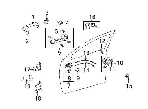 2011 Toyota Matrix Front Door Handle, Outside Diagram for 69211-AA020-G3