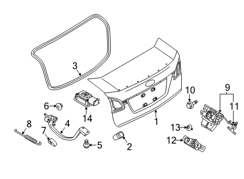 2018 Ford Fiesta Lift Gate Weatherstrip Diagram for G2BZ-5443720-A