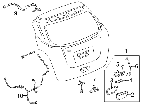 2019 Chevrolet Trax Lift Gate Lift Cylinder Diagram for 42723069