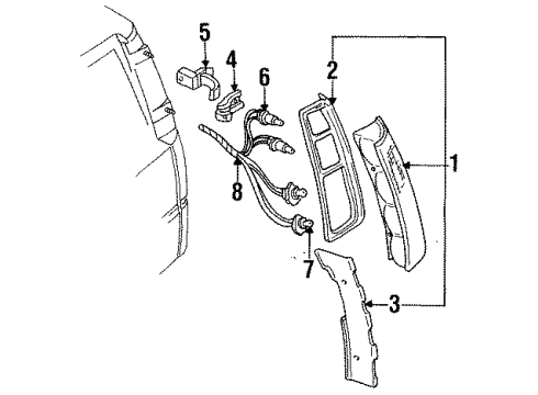 1996 Oldsmobile Silhouette Tail Lamps Lamp, Tail (W/O Harness, Bulbs) Diagram for 5977140