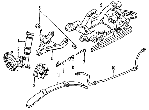 1990 Pontiac 6000 Rear Suspension Components, Lower Control Arm, Stabilizer Bar Spring-Rear Diagram for 10038061
