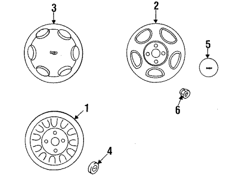 1994 Kia Sephia Wheels & Trim Emblem Center Cap Diagram for 0K20237190B