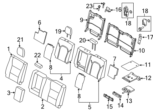 2019 Ford F-250 Super Duty Rear Seat Components Seat Back Heater Diagram for FL3Z-14D696-G