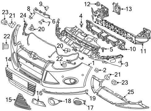 2014 Ford Focus Front Bumper Lower Grille Diagram for CP9Z-17K945-B