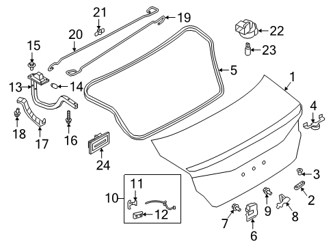 2020 Nissan Altima Trunk Hinge Trunk RH Diagram for H4400-6CAMA