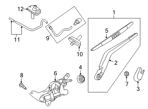 2019 Nissan Versa Note Wiper & Washer Components Rear Window Wiper Arm Assembly Diagram for 28780-3WC0A