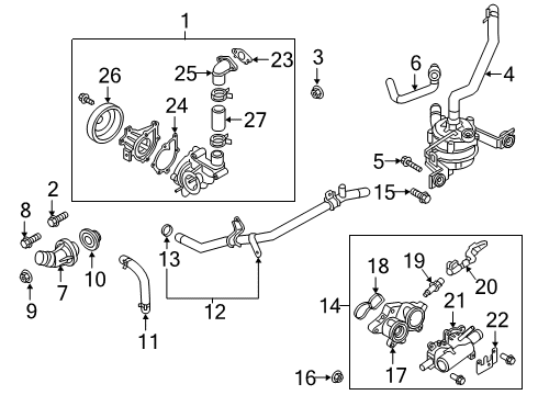 2020 Kia Niro Powertrain Control Fitting Assembly-Coolant Outlet Diagram for 25610-03HC5
