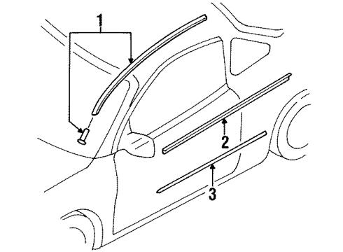 2003 Ford Escort Exterior Trim - Door Body Side Molding Diagram for 3S4Z-6320938-BAPTM