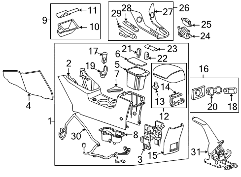 2015 Chevrolet Cruze Center Console Panel Assembly Diagram for 95985148