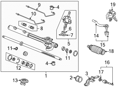 2003 Honda Accord P/S Pump & Hoses, Steering Gear & Linkage Rack, Power Steering Diagram for 53601-SDB-A03