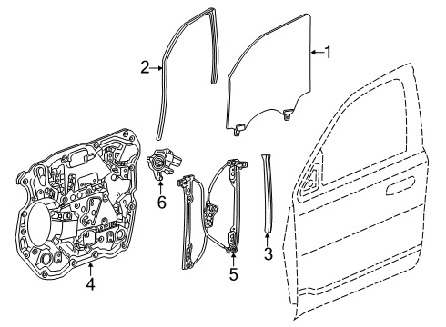 2020 Ram 1500 Front Door Front Door Glass Run Diagram for 68285726AE