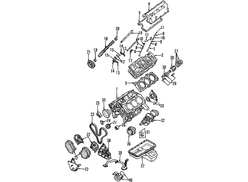 1996 Acura SLX Engine Parts, Mounts, Cylinder Head & Valves, Camshaft & Timing, Oil Cooler, Oil Pan, Oil Pump, Crankshaft & Bearings, Pistons, Rings & Bearings Gasket, Cylinder Head Cover Diagram for 8-97139-569-0