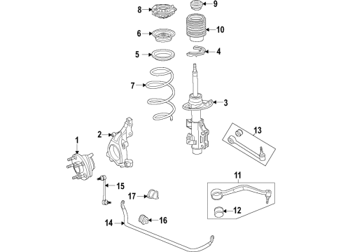 2017 Chevrolet Camaro Front Suspension Components, Lower Control Arm, Stabilizer Bar Strut Diagram for 84382047