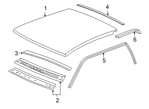 2001 GMC Sierra 2500 Roof & Components Molding Diagram for 15045551