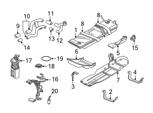 1997 Oldsmobile Bravada Fuel Supply Fuel Tank Fuel Pump Module KIT Diagram for 19331280