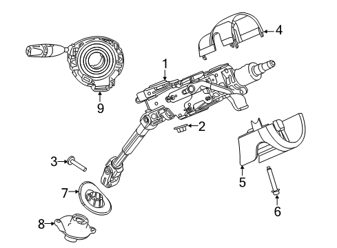 2014 Jeep Cherokee Steering Column & Wheel, Steering Gear & Linkage Steering Column Module Diagram for 68455814AA