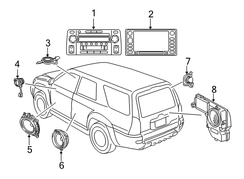 2009 Toyota 4Runner Sound System AM/FM CD Cass Bracket Diagram for 86212-35040