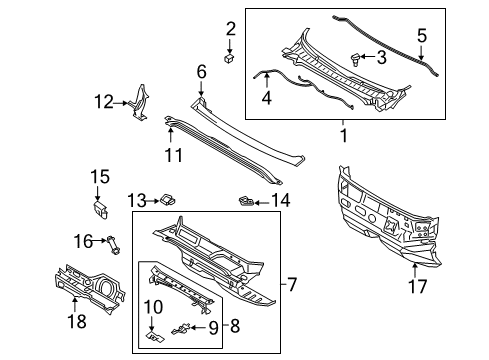 2015 Lincoln MKZ Cowl Dash Panel Diagram for FP5Z-5401610-C