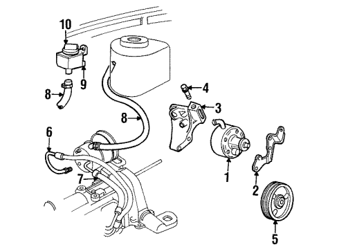 1996 Plymouth Grand Voyager P/S Pump & Hoses, Steering Gear & Linkage Reservoir-Power Steering Pump Diagram for 4684140AB