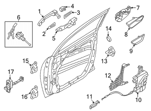 2022 Hyundai Santa Cruz Lock & Hardware HANDLE ASSY-DOOR OUTSIDE, LH Diagram for 82651-K5000-CA