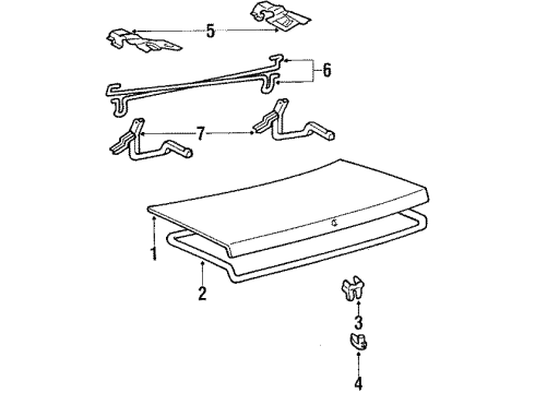 1988 Toyota Tercel Trunk Weatherstrip, Luggage Compartment Door Diagram for 64461-16120