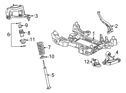 2003 Cadillac CTS Front Suspension Components, Lower Control Arm, Upper Control Arm, Stabilizer Bar Front Shock Absorber Kit Diagram for 88952517