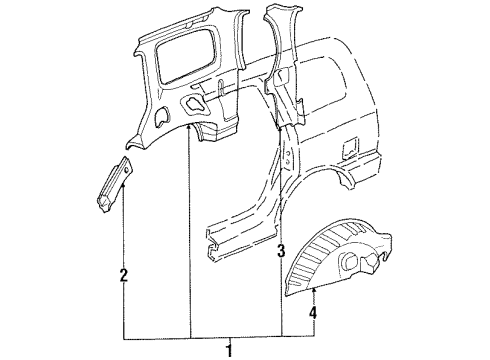 1995 Honda Odyssey Inner Structure - Quarter Panel Wheelhouse, L. RR. Diagram for 64730-SX0-300ZZ