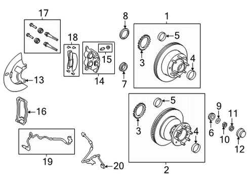 2022 Ford E-350 Super Duty Front Brakes Side Bearings Diagram for BC2Z-1216-B