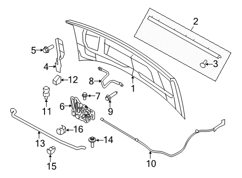 2010 Ford E-150 Hood & Components Latch Diagram for 6L5Z-16700-A