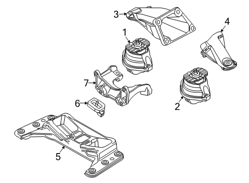 2010 BMW 650i Engine & Trans Mounting Engine Mount Bracket Left Diagram for 22116761113