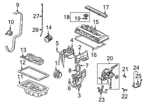1996 Acura Integra Filters Air Cleaner Element Diagram for 17220-P72-505