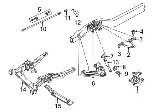 1992 GMC Safari Front Suspension Components, Drive Axles, Lower Control Arm, Upper Control Arm, Stabilizer Bar, Torsion Bar Bumper, Front Lower Control Arm Diagram for 15592548