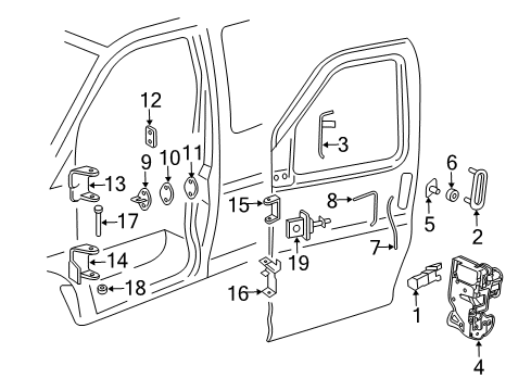 2021 GMC Savana 2500 Lock & Hardware Hinge Diagram for 15993231