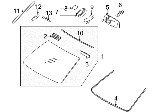 2012 Lexus GX460 Wiper & Washer Components Cover, Inner Rear View Mirror Stay Holder Diagram for 87818-06030