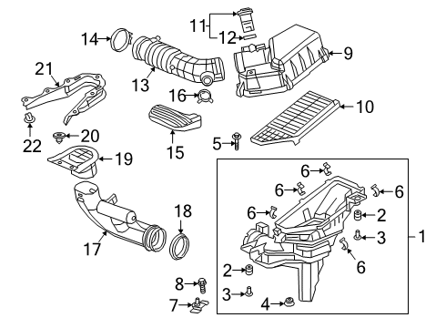 2020 Honda Insight Powertrain Control Tube Complete, Air Inlet Diagram for 17245-6L2-A02