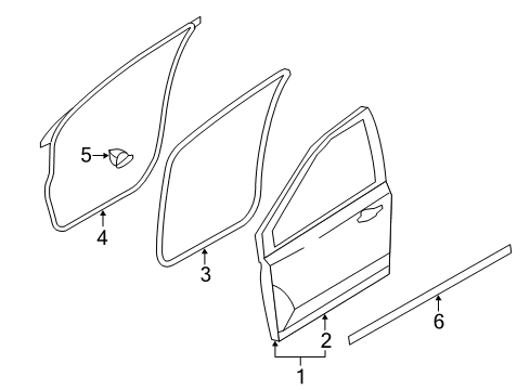 2011 Lincoln MKX Front Door Weatherstrip On Body Diagram for DA1Z-7820708-AA