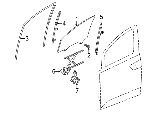 2011 Honda Odyssey Front Door Channel, Left Front Door Run Diagram for 72275-TK8-A01