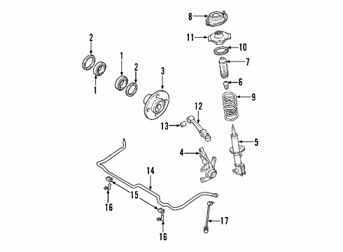 2001 Kia Rio Front Suspension Components, Lower Control Arm, Stabilizer Bar Link Assembly-Control Diagram for 0K33C34160AAS