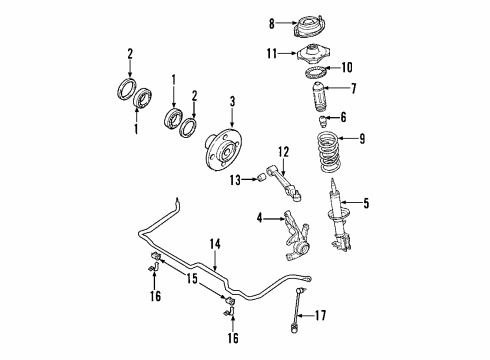 2001 Kia Rio Front Suspension Components, Lower Control Arm, Stabilizer Bar Rubber-STABILIZER Diagram for 0K33C34156