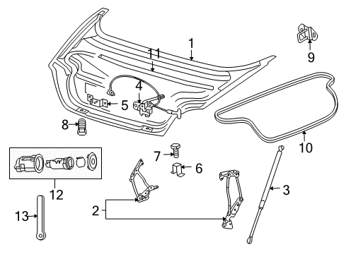 2009 Dodge Viper Trunk Lid Screw-Tapping Diagram for 6101719