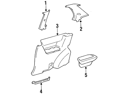 1993 Toyota Tercel Interior Trim - Quarter Panels Lower Quarter Trim Retainer Clip Diagram for 90468-05017