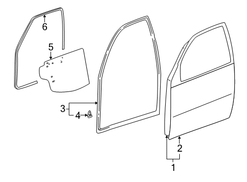 2001 Toyota RAV4 Front Door Outer Panel Diagram for 67111-42040