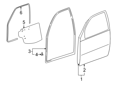 2001 Toyota RAV4 Front Door Door Weatherstrip Diagram for 67862-42041