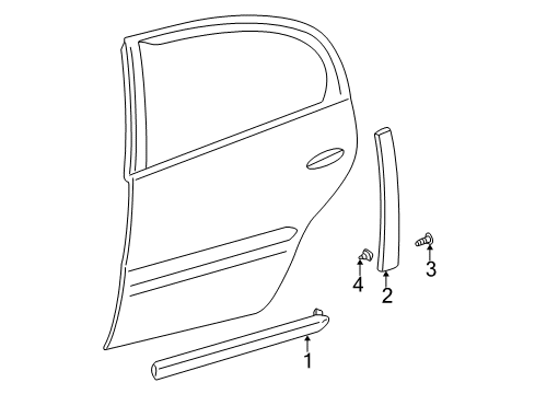 2000 Buick LeSabre Exterior Trim - Rear Door Applique Asm-Rear Side Door Window Frame Front Diagram for 15277918